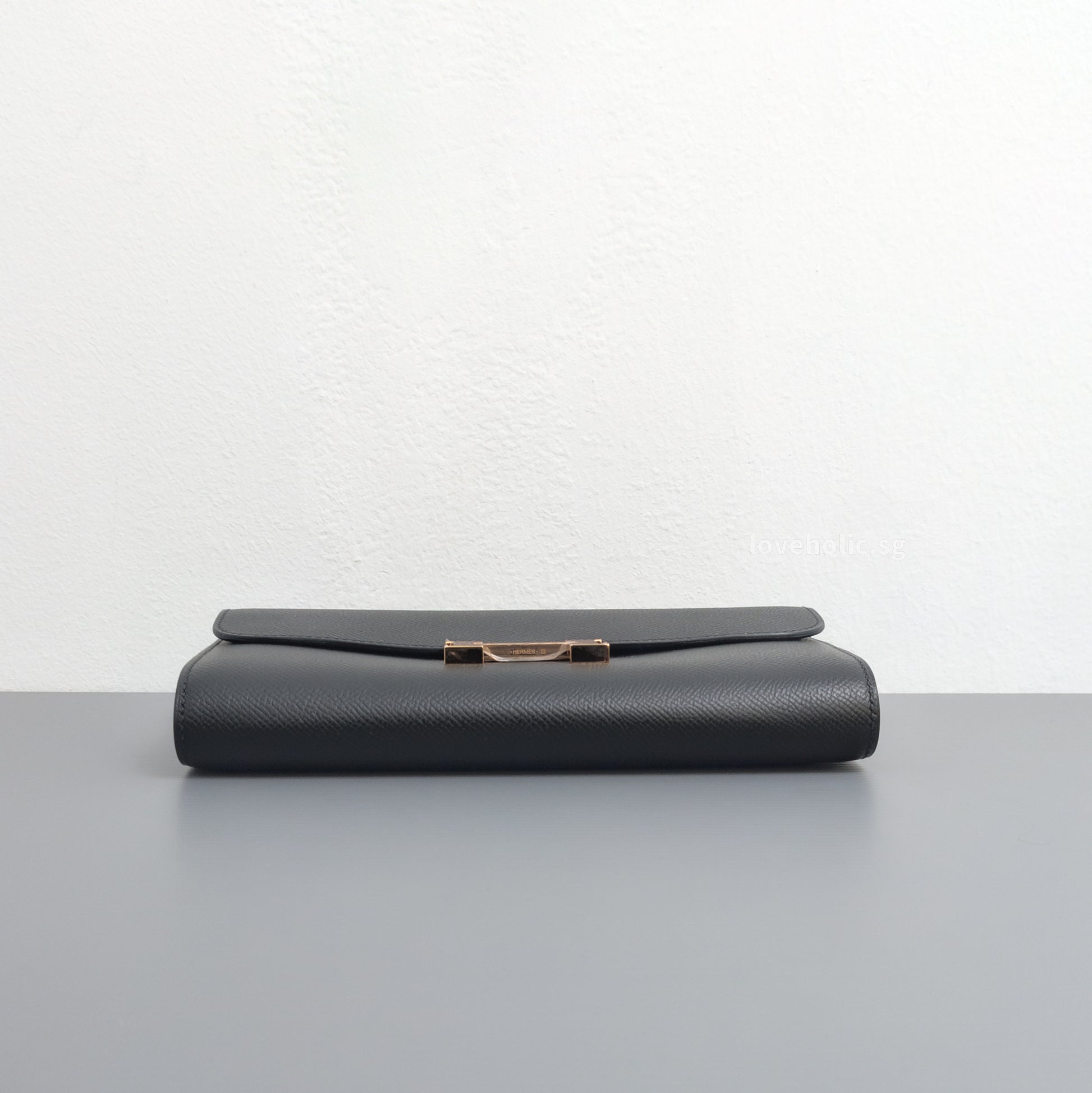 Hermes Constance To Go | Black Epsom Rose Gold Hardware-details