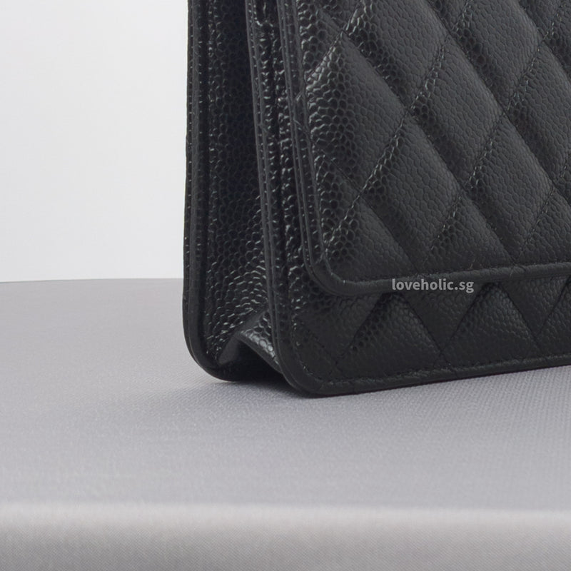 Wallet On Chain Black Caviar Gold Hardware