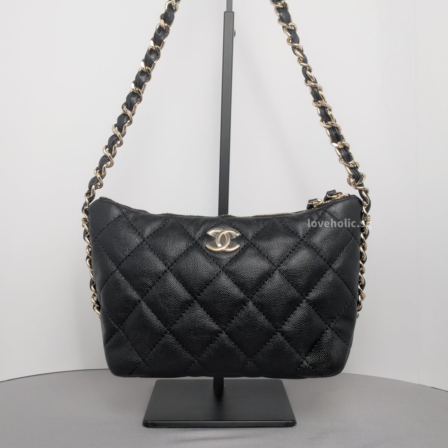 Chanel Hobo 24P Small | Black Caviar Gold Hardware-whitebackground