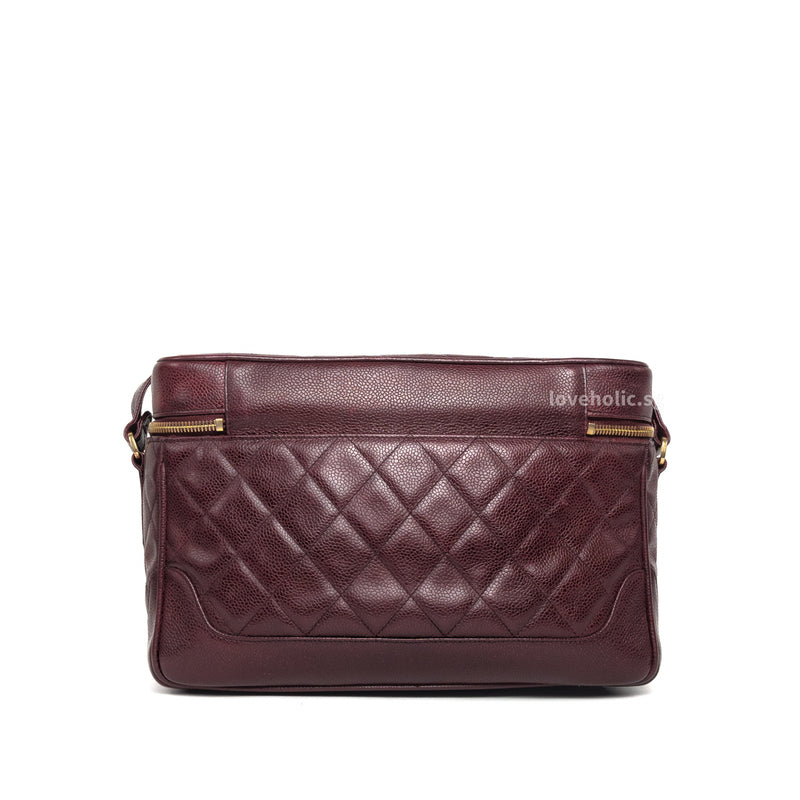 Chanel Vintage Vanity Case Large | Burgundy Caviar Gold Hardware