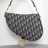 Dior Saddle Medium | Blue Oblique  Jacquard Fabric Brushed Gold Hardware-back