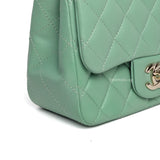 Chanel Classic Flap Mini Square | 21C Light Green Lambskin Light Gold Hardware