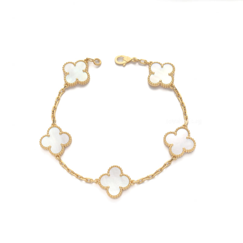 Van Cleef & Arpels VCA Vintage Alhambra Bracelet 5-motif | Mother of Pearl  18K Gold Hardware