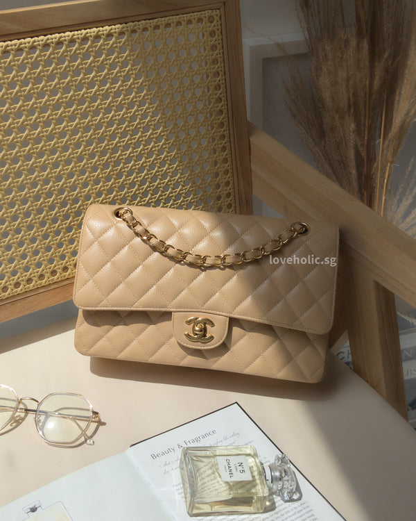 Chanel Classic Flap Medium |  Beige Claire Caviar Gold Hardware-main