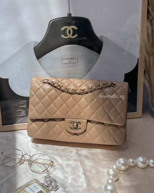 Chanel Classic Flap Medium | 19B Dark Beige Caviar Light Gold Hardware-main
