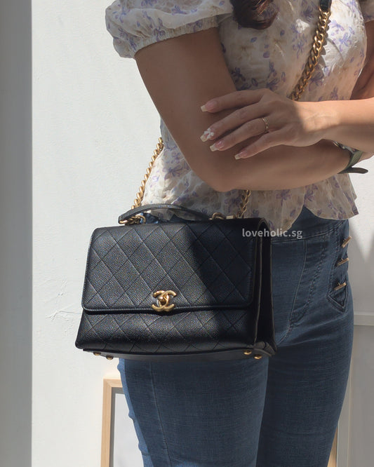 Chanel Flap Bag Chic Affinity | Black Caviar Brushed Gold Hardware-modelshots
