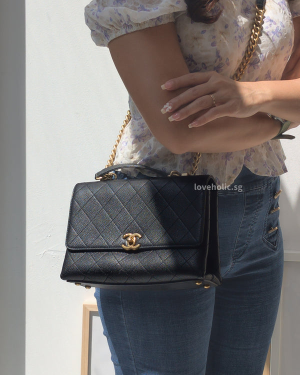 Chanel Flap Bag Chic Affinity | Black Caviar Brushed Gold Hardware-modelshots