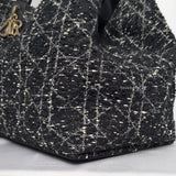 Large Toujours | Black Tweed with White Cannage Motif Light Gold Hardware