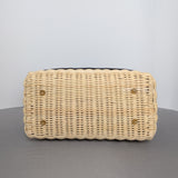 Dior Lady Dior Medium | Blue Oblique Jacquard Natural Wicker Brushed Gold Hardware