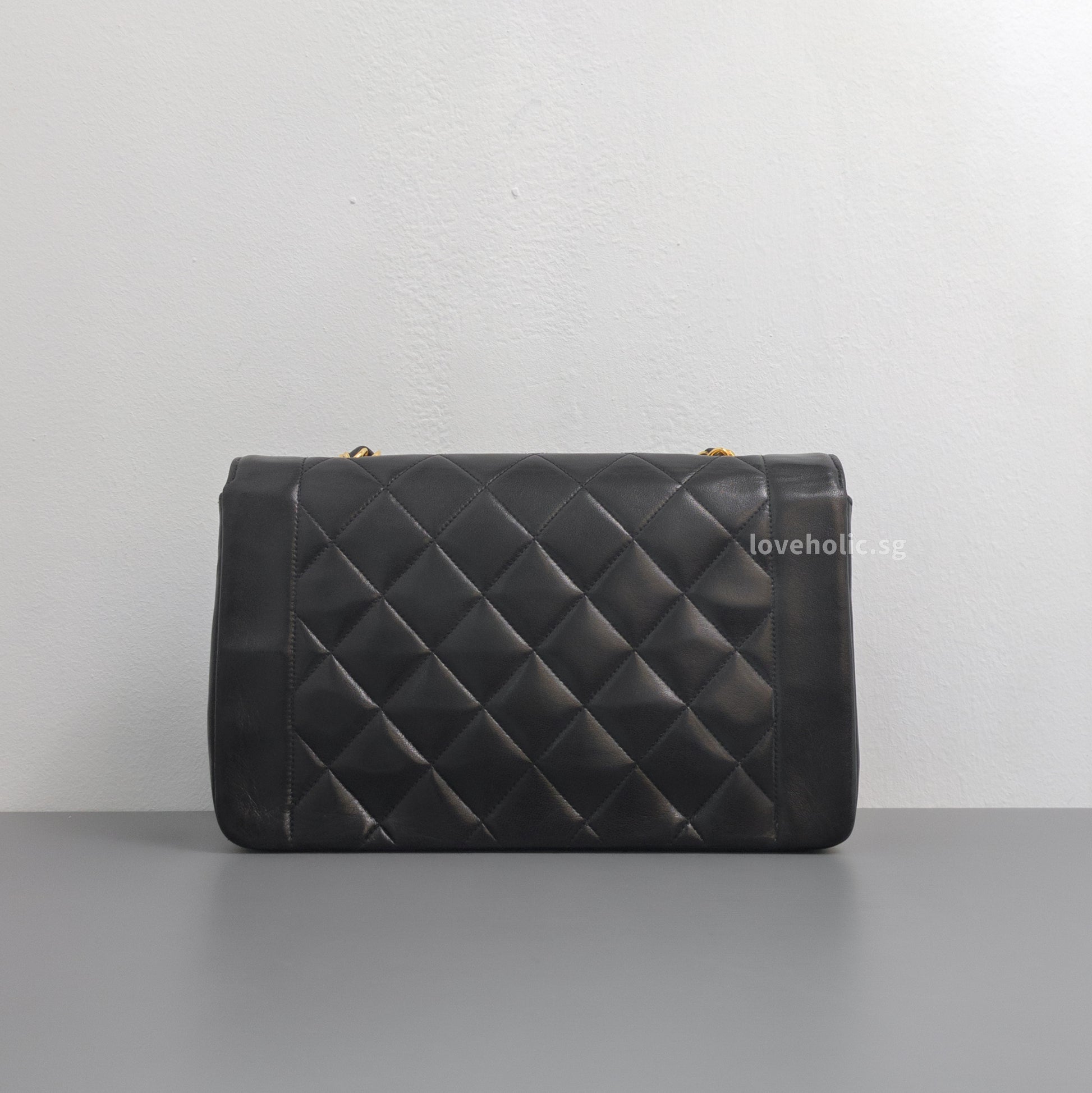 Chanel Diana Medium  | Black Lambskin 24K Gold Hardware-whitebackground