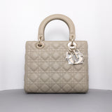 Dior Lady Dior Medium  | Beige Lambskin Light Gold Hardware-whitebackground