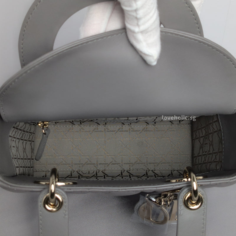 Dior My ABC Lady Dior Small | Stone Grey Lambskin Silver Hardware