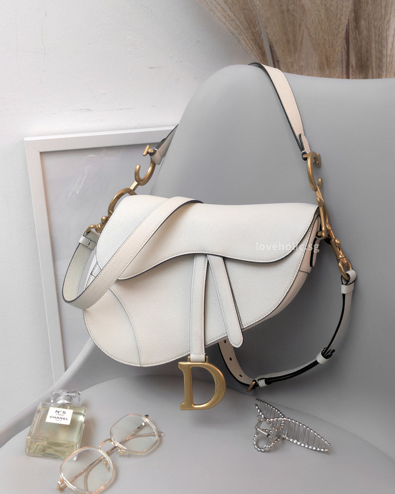 Dior Saddle Medium | Latte Grained Calfskin Brushed Gold Hardware