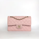 Chanel Classic Flap Small | 22B Sakura Light Pink Caviar Light Gold Hardware-whitebackground