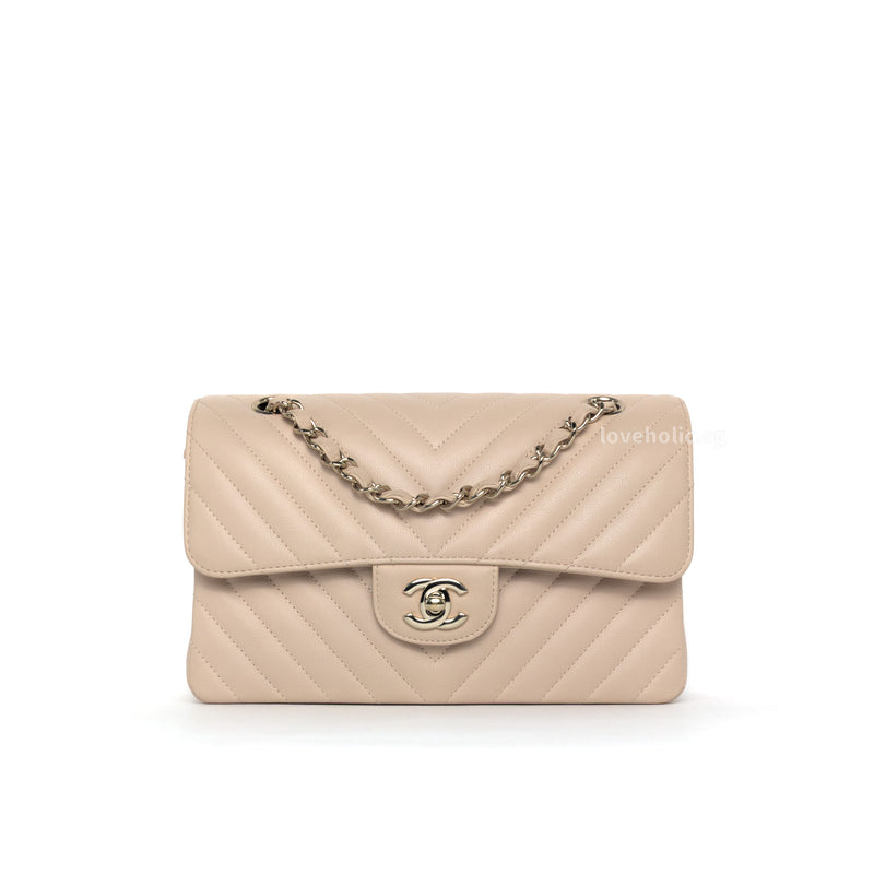 Chanel Classic Flap Chervon Small | 21S Light Beige Caviar Gold Hardware