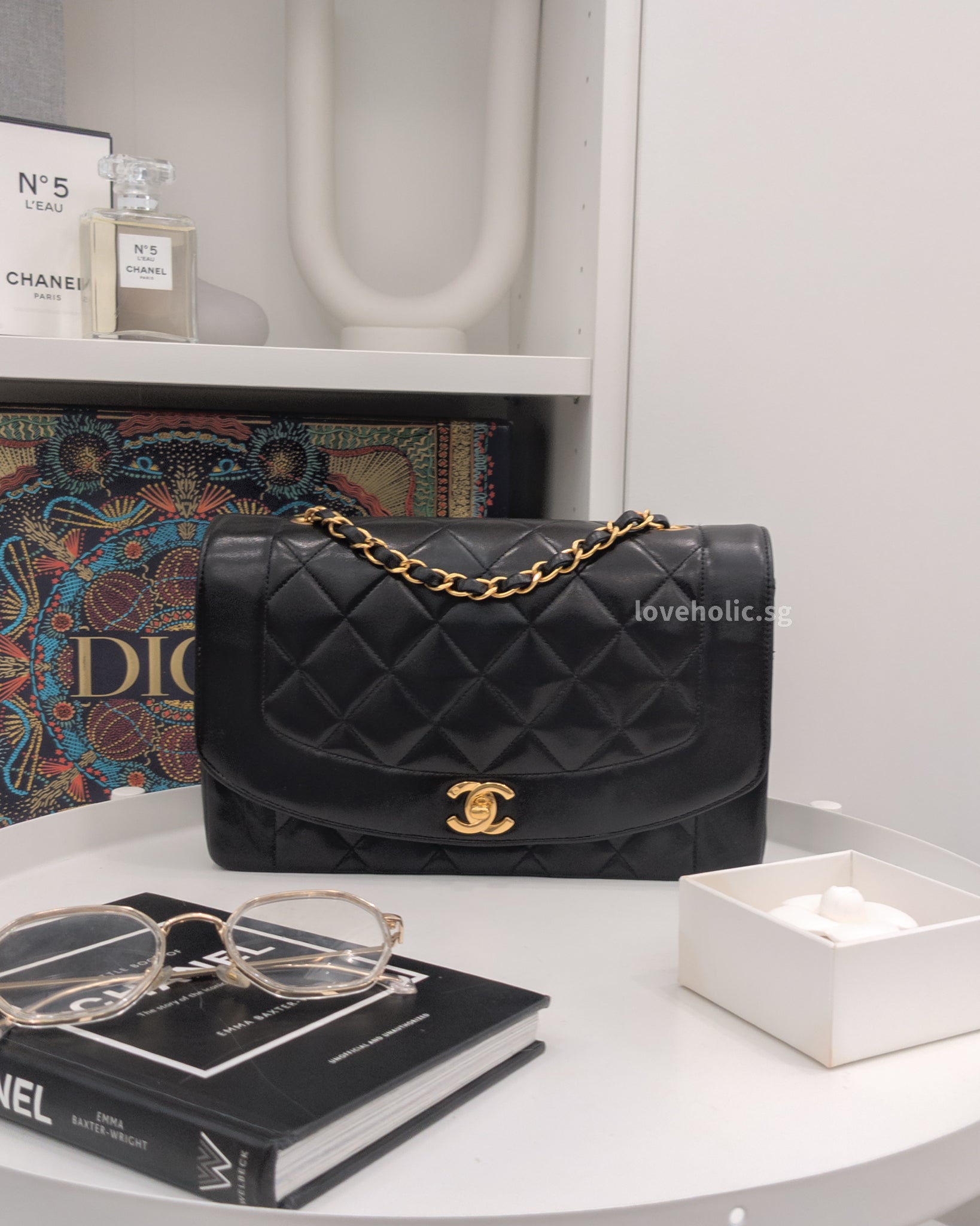Chanel Diana Medium  | Black Lambskin 24K Gold Hardware-main
