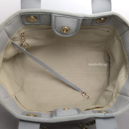 Deauville Shopping Tote 23B Grey Canvas Light Gold Hardware