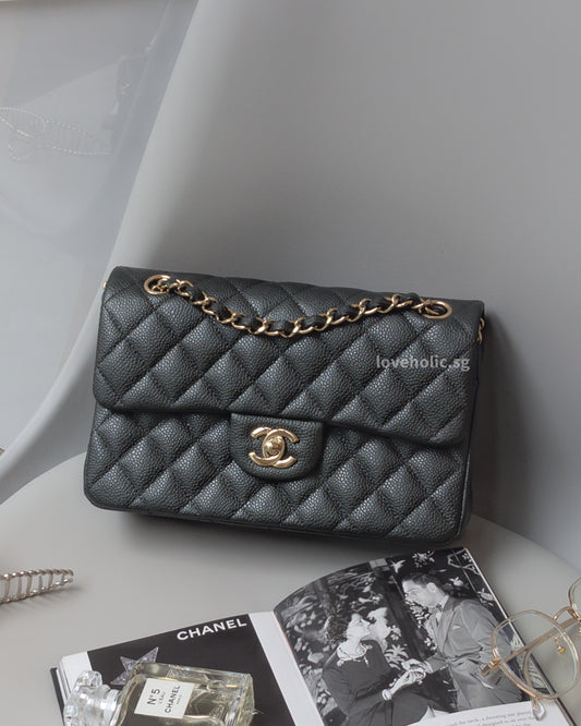 Chanel Classic Flap Small | 18S Dark Grey Caviar Light Gold Hardware-main