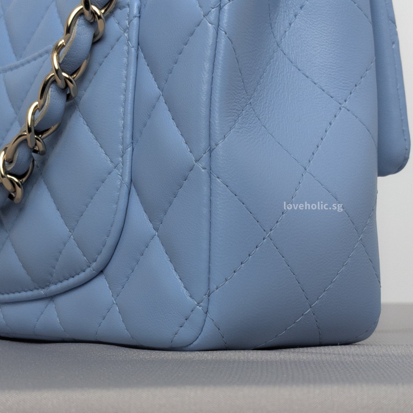 Classic Flap Mini Rectangle | 21C Sky Blue Lambskin Light Gold Hardware