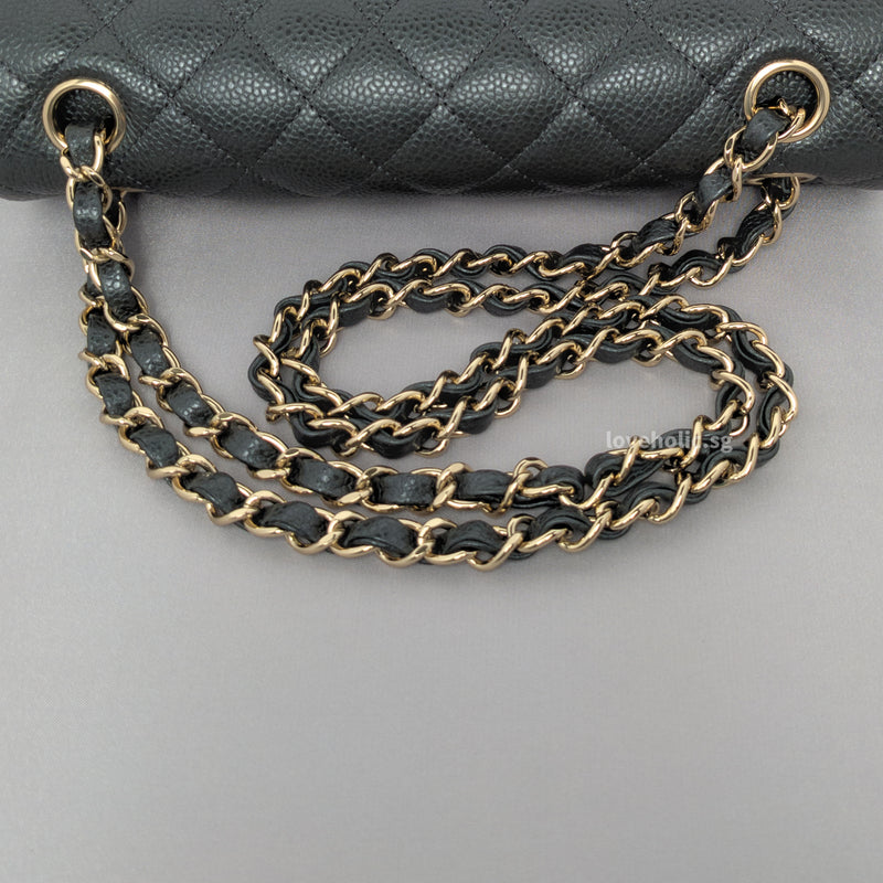 Classic Flap Small | 18S Dark Grey Caviar Light Gold Hardware