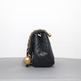 Chanel Pearl Crush Mini Square | Black Lambskin Gold Hardware-details