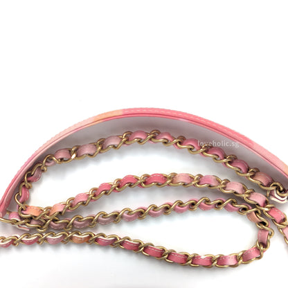 Round Clutch with Chain Pink Lambskin Brushed Gold Hardware