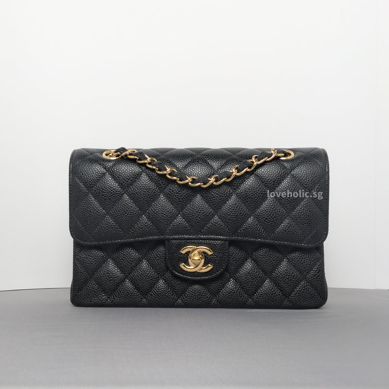 Chanel Classic Flap Small | Black Caviar Gold Hardware-whitebackground