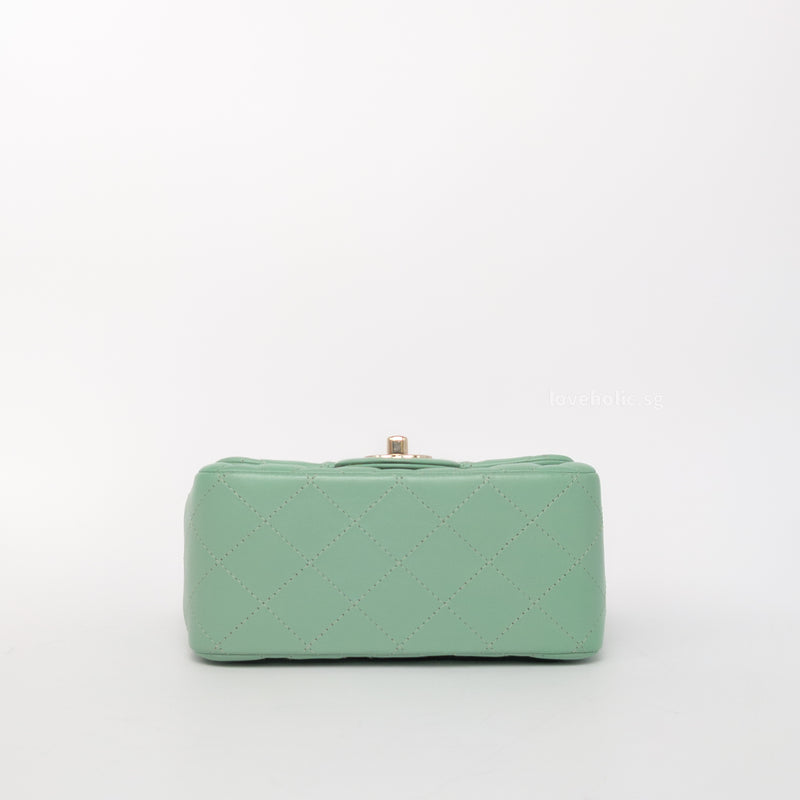 Chanel Classic Flap Mini Square | 21C Light Green Lambskin Light Gold Hardware