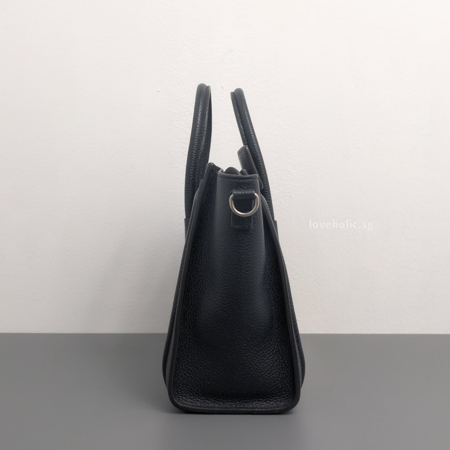 Celine Luggage Nano | Black Calfskin Ruthenium Hardware-details