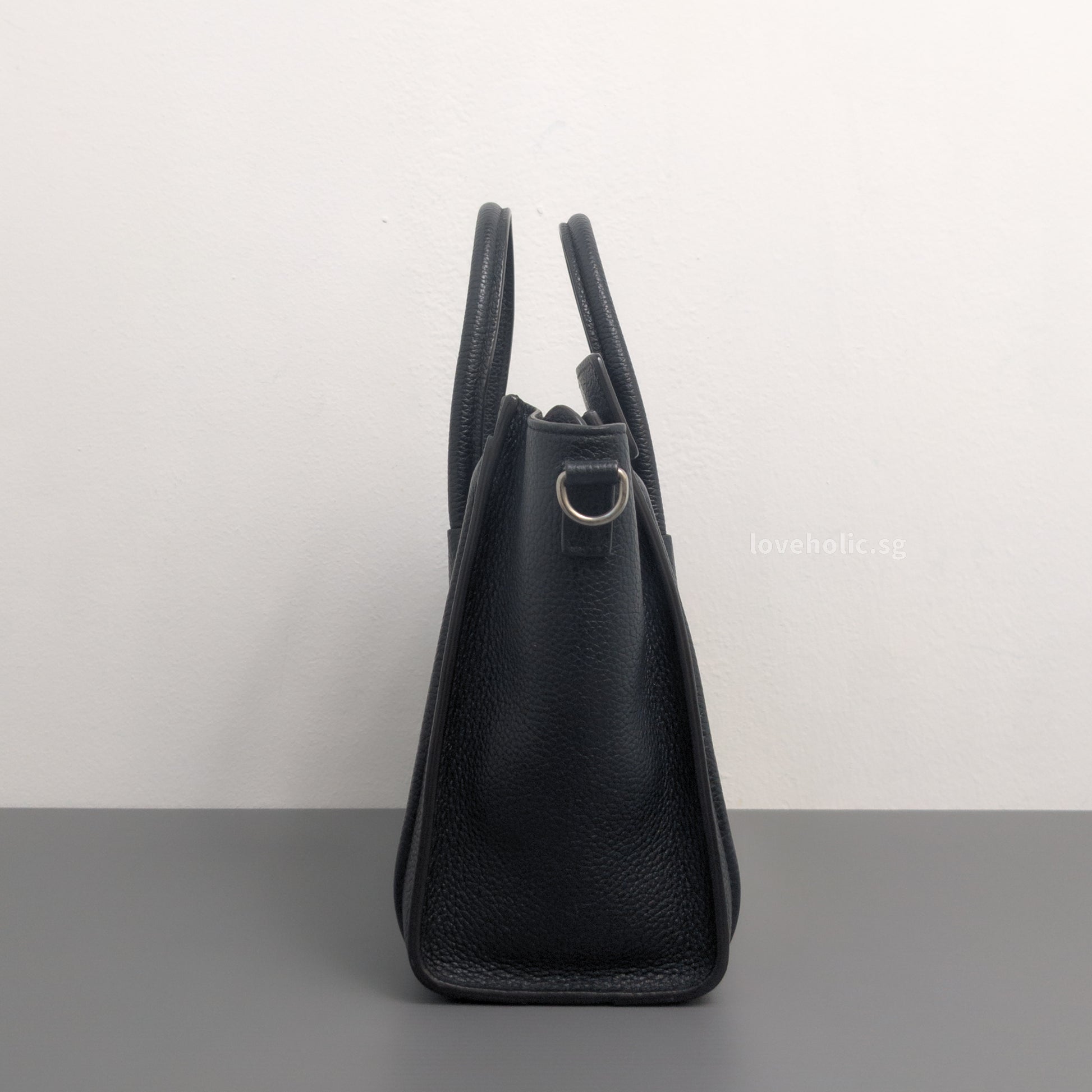 Celine Luggage Nano | Black Calfskin Ruthenium Hardware-details