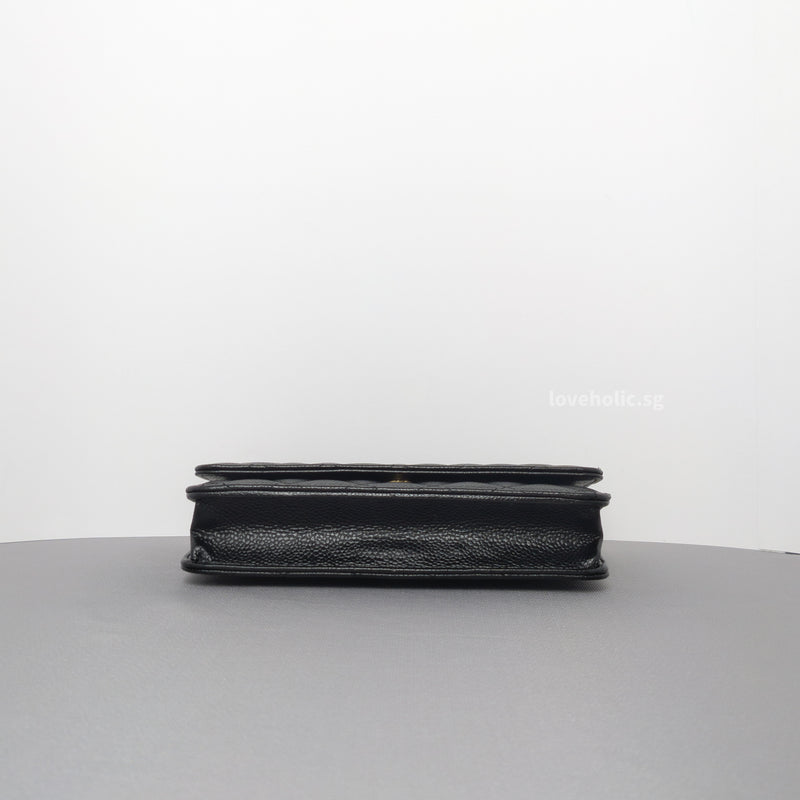 Wallet On Chain Black Caviar Gold Hardware