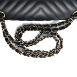 Chanel Classic Flap Chevron Medium | Black Caviar Light Gold Hardware