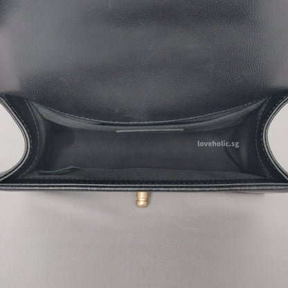 Boy Small | Black Caviar Brushed Gold Hardware