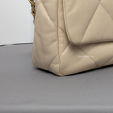 Chanel 19 Small | Beige Lambskin Brushed Gold Hardware