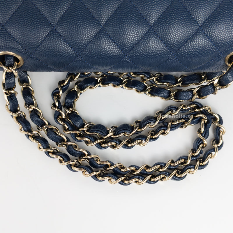 Chanel Classic Flap Small | 19C Navy Blue Caviar Light Gold Hardware