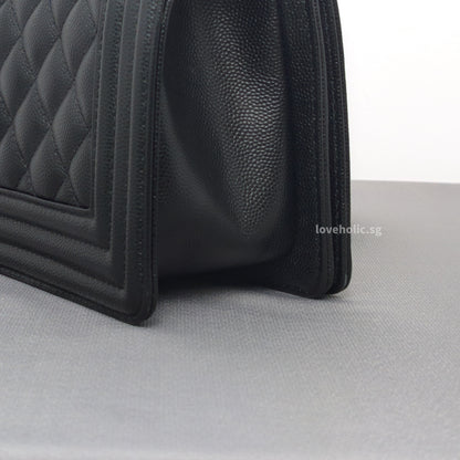 Boy Small | Black Caviar Brushed Gold Hardware