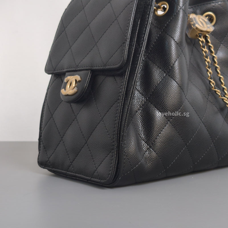 Chanel 25 | Black Grained Calfskin Gold Hardware