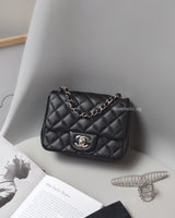 Chanel Classic Flap Mini Rectangle | 18B Black Caviar Silver Hardware-main