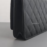 Wallet On Chain With Top Handle | 22S Black Caviar Brushed Gold Hardware