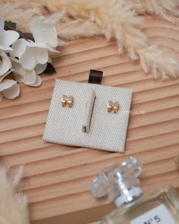 Hermes H Pop Mini Earrings  | Marron Glace  Gold Hardware
