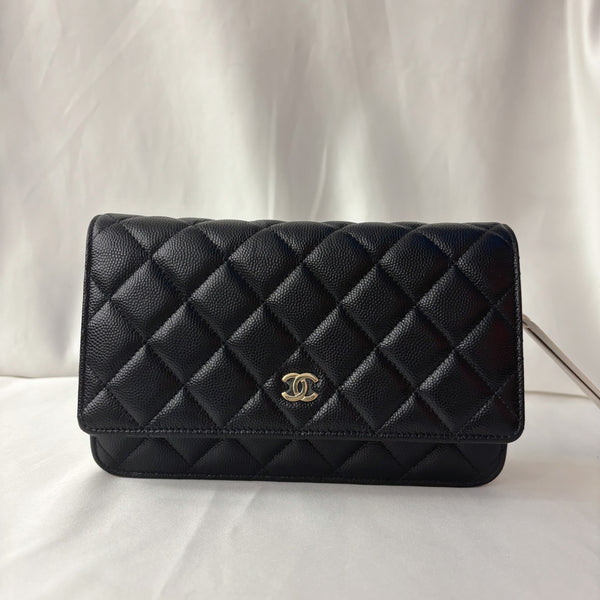 Chanel Monaco Wallet on Chain WOC White Caviar Gold Hardware