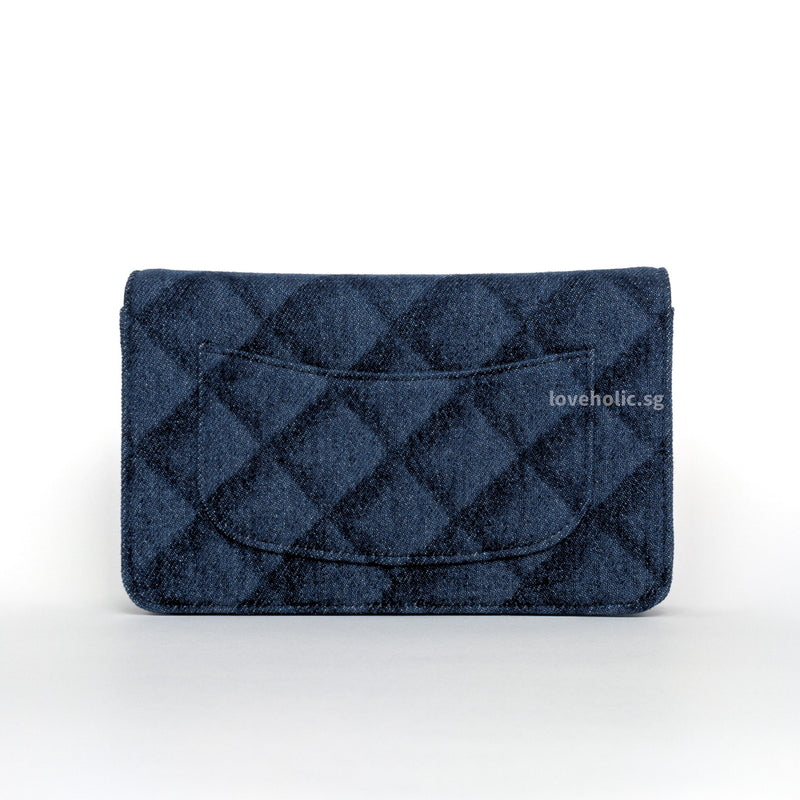 Chanel Wallet On Chain  | Blue Denim Light Gold Hardware