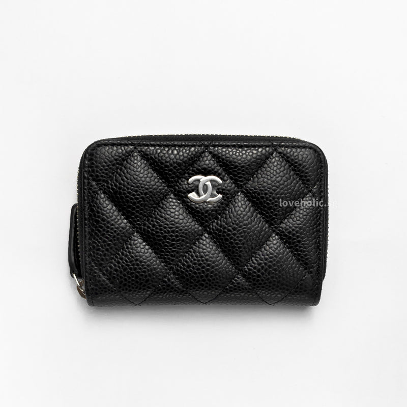 Chanel Classic Zipped Coin Purse  | Black Caviar Silver Hardware