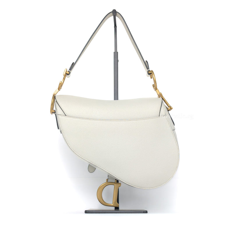 Dior Saddle Medium with long thin strap | Latte Grained Calfskin Gold Hardware