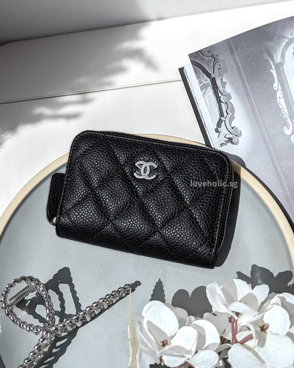 Chanel Classic Zipped Coin Purse  | Black Caviar Silver Hardware