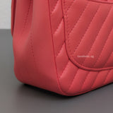 Chanel Classic Flap Chevron Mini Square | Coral Pink Lambskin Gold Hardware-details