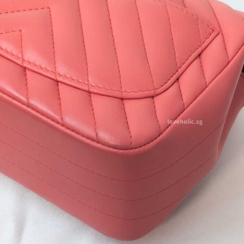 Chanel Classic Flap Mini Square | Coral Pink Lambskin Gold Hardware