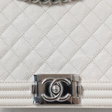 Chanel Boy Old Medium | Ivory Caviar Silver Hardware