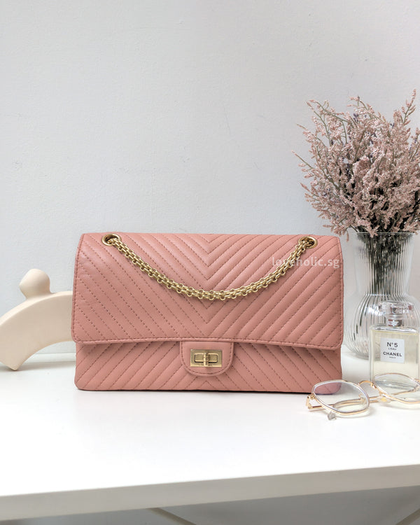 Chanel Reissue 2.55 226 Medium | Sakura Pink Calfskin Brushed Gold Hardware