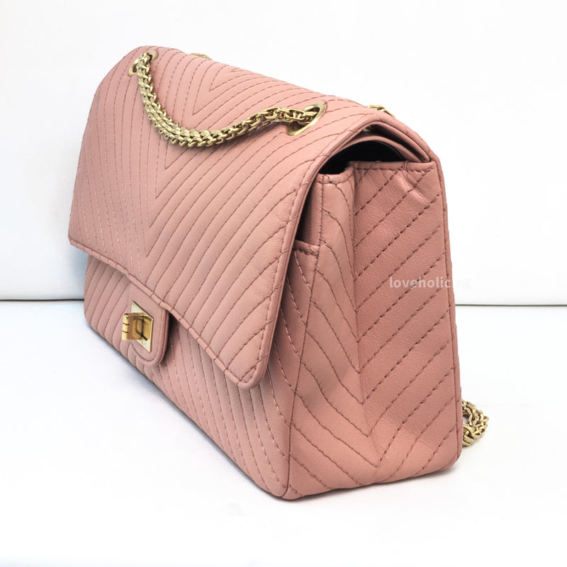 Chanel Reissue 2.55 226 Medium | Sakura Pink Calfskin Brushed Gold Hardware